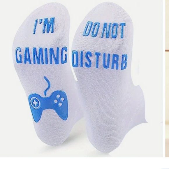 Accessories - Unisex Do Not Disturb I'm Gaming White Sock Blue Print